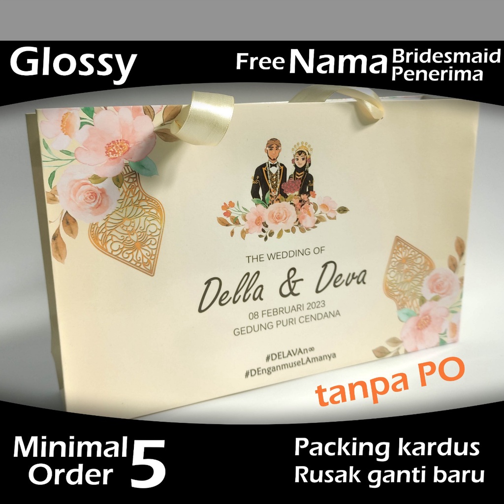 

paperbag custom ukuran 31,5x7x20 bridesmaid kado groomsman pager ayu adat jawa