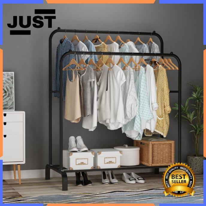 RAK STAND HANGER GANTUNGAN BAJU TOPI PORTABLE DOUBLE STAND BESI BIG paling dicari