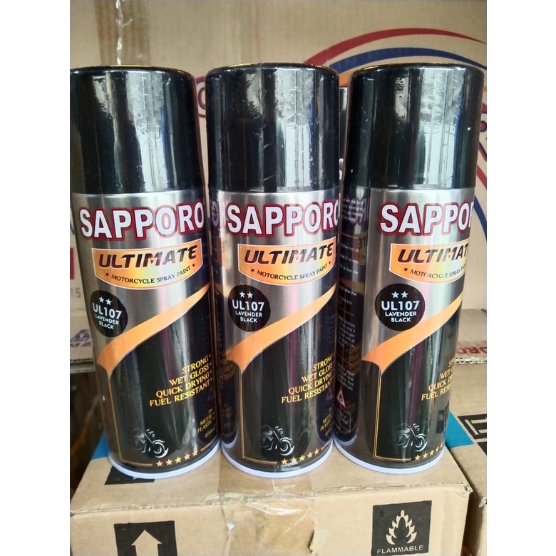 cat spray pilok pilox cat semprot sapporo ultimate saporo UL107 lavender black hitam lavender unggu hitam ul 107 400ml