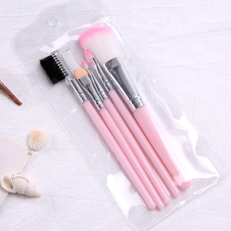 5pcs/set Kuas Make Up Brush Kuas Makeup Eyebrow Brush Blush on Brush Eyeshadow Brush Sponge