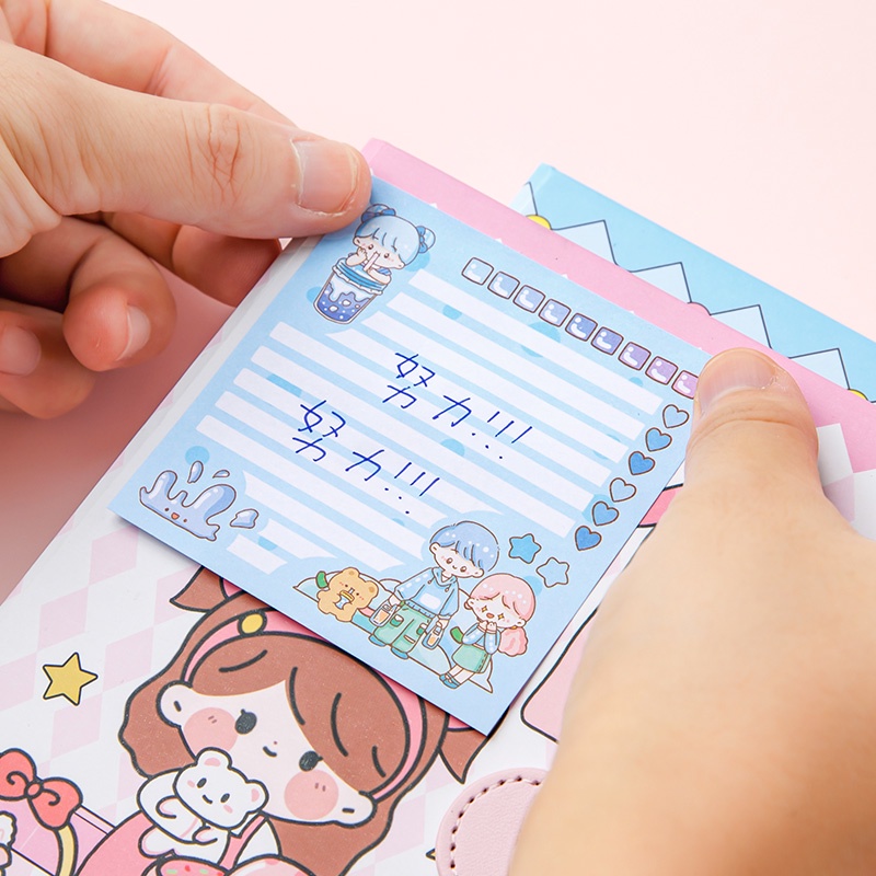 50lembar Kartun lovely Sticky Notepad Dapat Di Sobek DIY Untuk Anak Perempuan Remaja