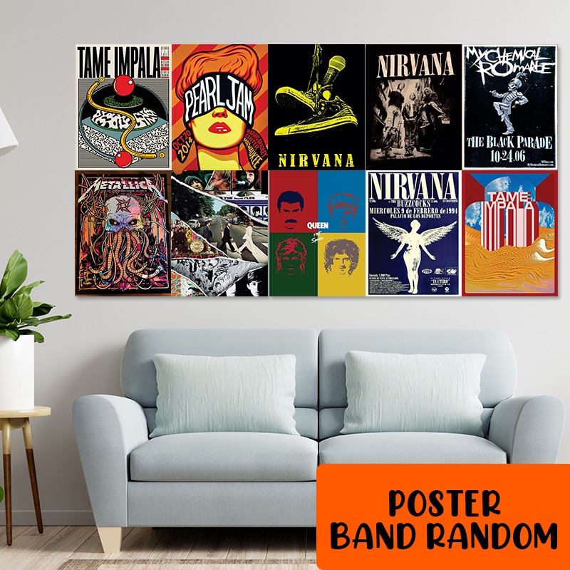 (10pcs poster) Poster Dinding Aesthetic | Isi 10 Poster | Poster Aesthetic | Poster Band Retro Vinta