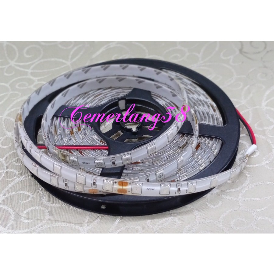 LED Strip Flexible 5050 24V Merah 300 LED/Roll WaterProof IP44