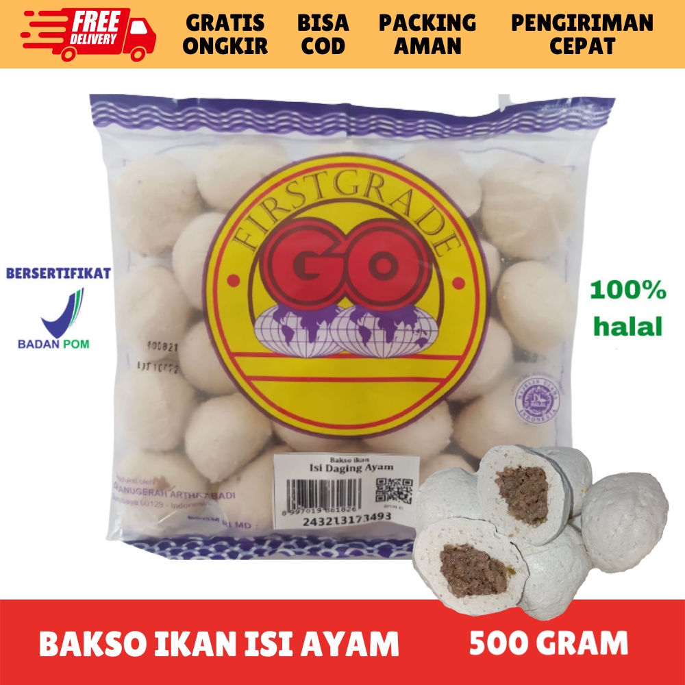 [FROZEN FOOD GO] BAKSO IKAN ISI AYAM (500GR) MAKANAN INSTAN SOSIS/NUGGET BPOM HALAL