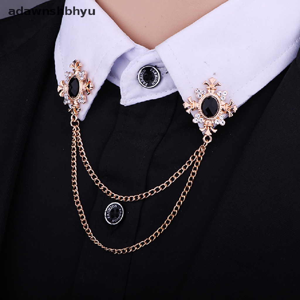 Adawnshbhyu Rumbai Kristal Rantai Silang Bros Baju Kerah Pin Dan Brooch Lapel Pin Gesper ID