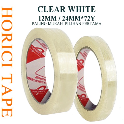 

M003 Solasi kecil dan tanggung bundaran besar MEREK HORICI ASLI 12mm*72yard dan 24mm*72yard Lakban / Solatip super clear Isolasi atk super clear transparan
