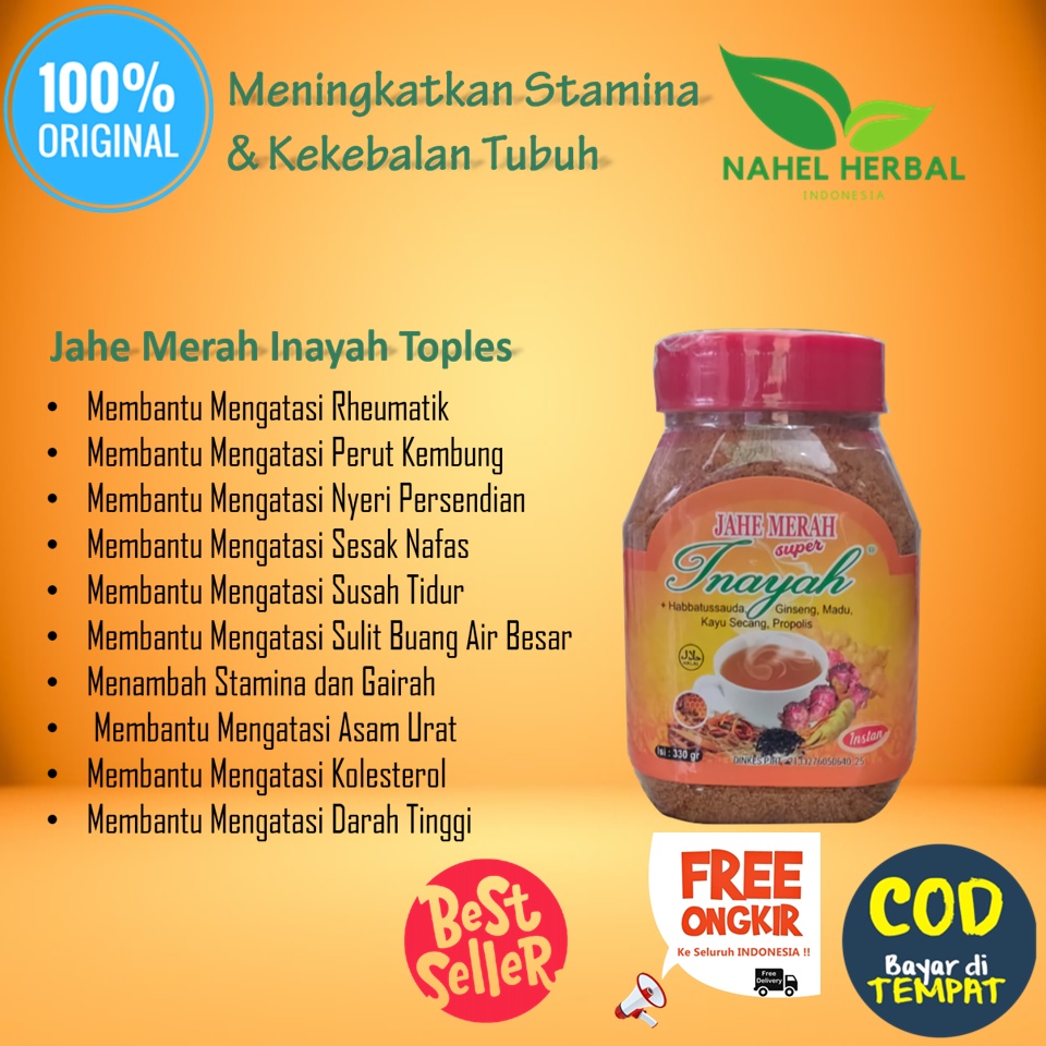 

jahe merah super instan toples 330g extra habatussauda ginseng madu kayu secang propolis