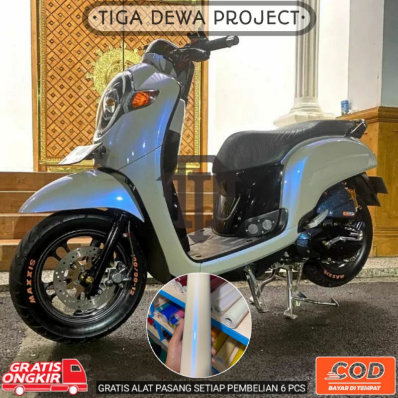 Sticker skotlet motor/mobil WARNA PUTIH LEMBAYUNG BIRU kualitas premium
