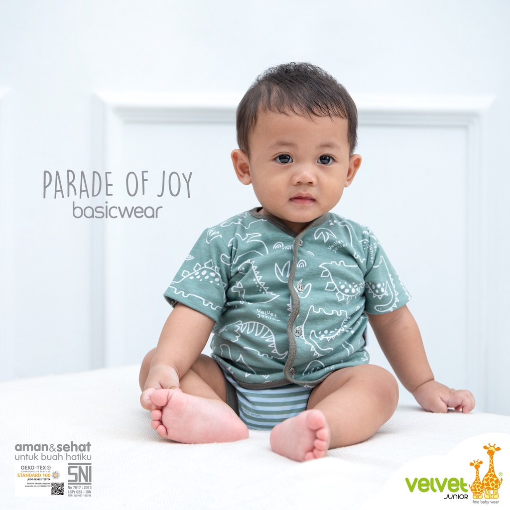 Velvet Junior Setelan Baju Anak Kancing Tengah Pendek Celana POP - BasicWear Parade of Joy