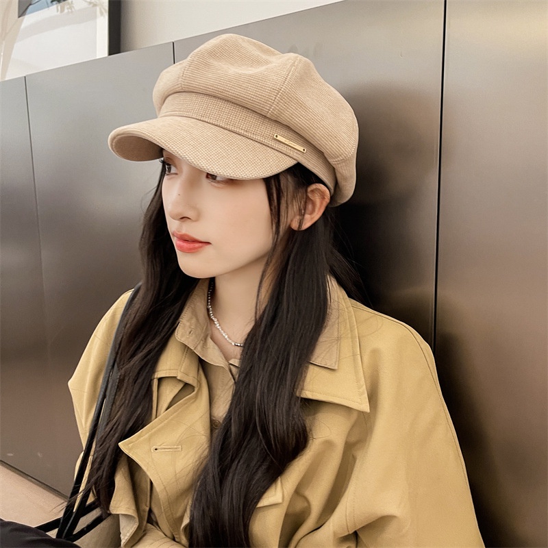 Topi Baret Oktagonal Gaya Korea/Inggris Untuk Wanita /Topi Fashion Kekinian Wanita