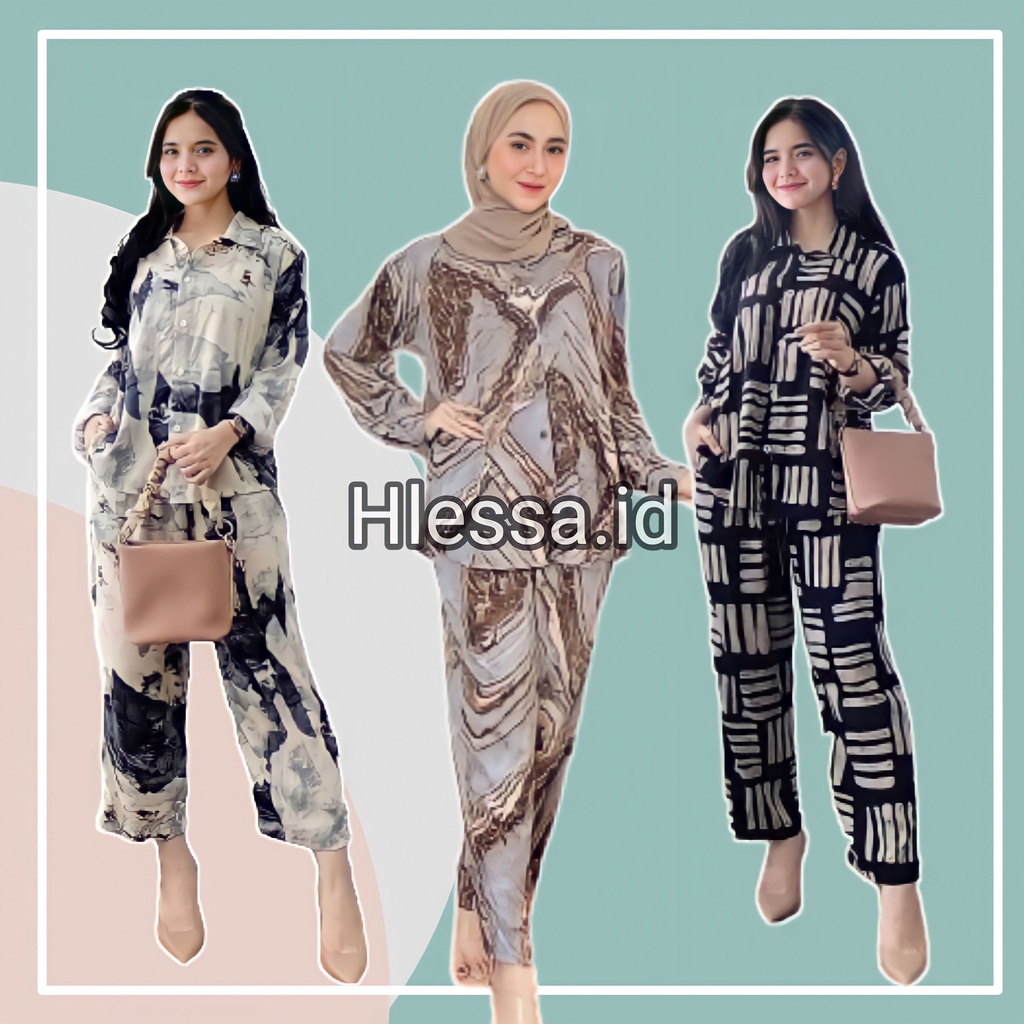 BAJU ONE WAN ON SET DAILY OOTD PAJAMAS PIYAMA PAKAIAN TIDUR CELANA SETELAN SETCEL TIE DYE 1 SATU KEMEJA BAHAN KATUN RAYON TWILL VISCOSE MODEL MOTIF TERBARU PREMIUM WANITA DEWASA TANGAN LENGAN PANJANG KEKINIAN JUMBO MURAH 2022 FASHION KOREAN STYLE LD 120