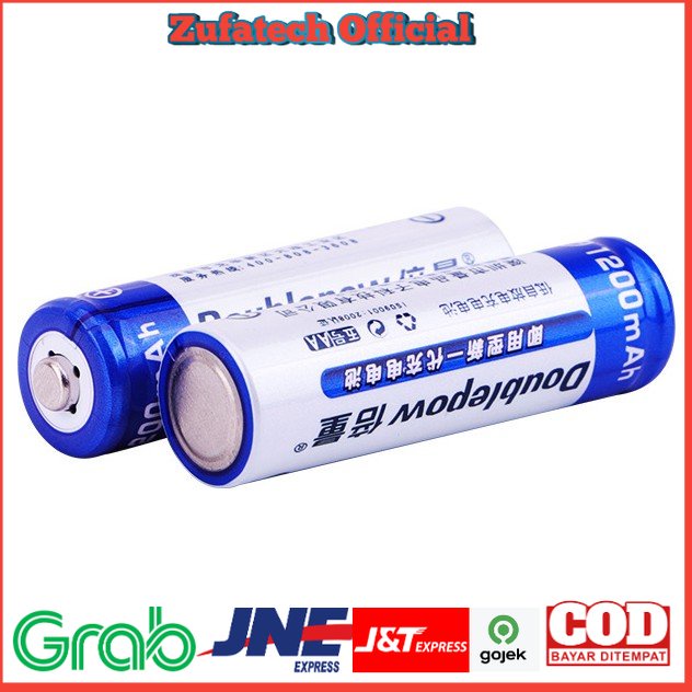 DOUBLEPOW Batu Baterai AA Rechargeable NiMH 1200mAh 2 PCS