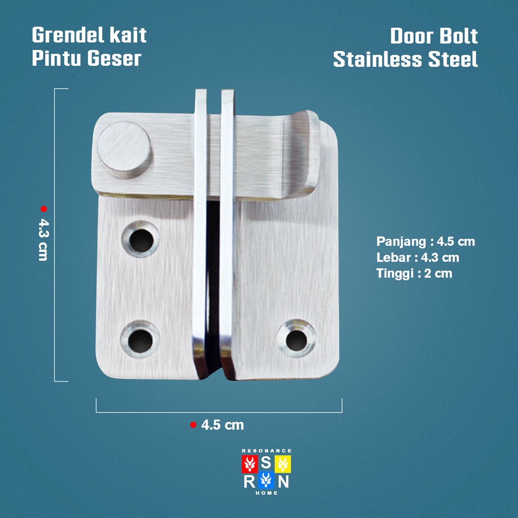 Grendel Kait Kotak Pintu Geser / Grendel Geser Stainless Tebal / Resonance Home