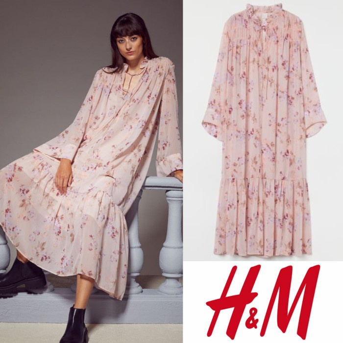 H&M HNM HM PINK FLORAL CHIFFON MAXI LONG DRESS ORIGINAL