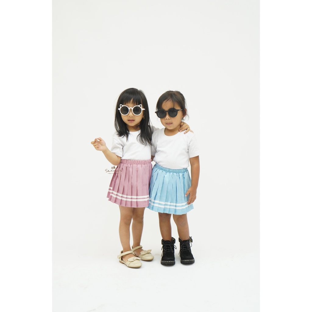 SAOIRSE'S Hailey - Rok Tenis Plisket Anak Perempuan Korea/Flare Skirt Katun Anak /Rok Mini 1-10 Th