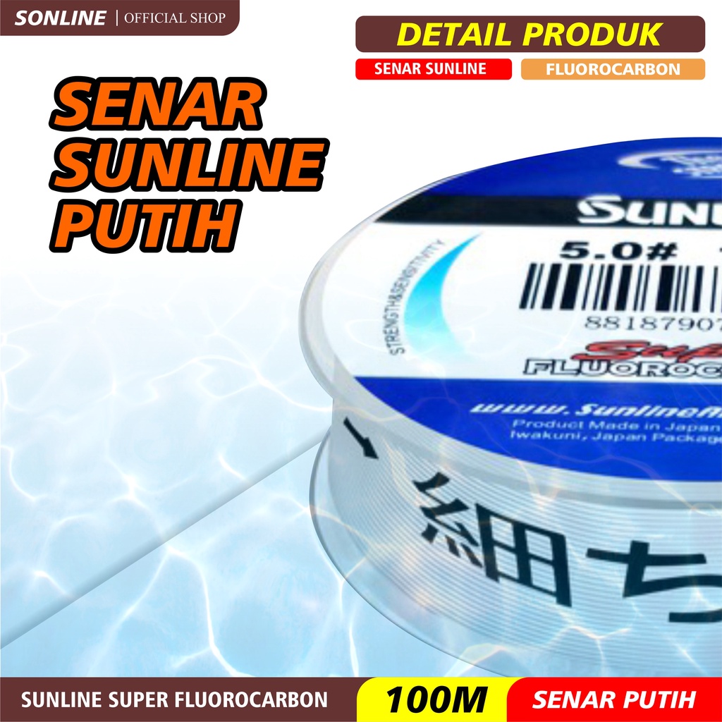 SONLINE Tali Pancing Fishing Line Sunline Super Fluorocarbon 100% Senar Pancing 100m