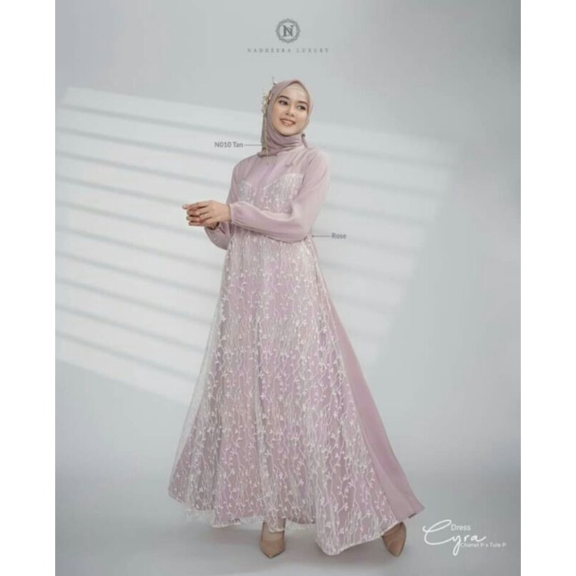 DRESS NADHEERA LUXURY TERBARU CYRA DRESS ROSE, OMARA DRESS BROKEN WHITE, LUNARA MIDI DRESS OCEAN