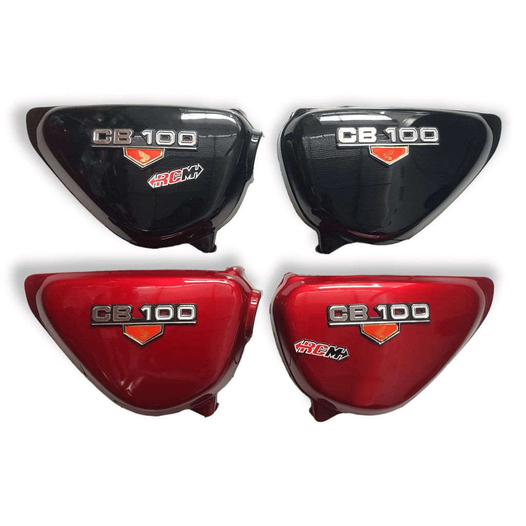 BODY BODI SIDE SAMPING COVER TUTUP BOK BOX AKI ACU ACCU TEPONG KANAN KIRI SDH PLUS PLUSH EMBLEM LOGO HONDA CB100 CB 100 MERAH RED HITAM BLACK WHITE PUTIH HIGH QUALITY JAMINAN KUALITAS