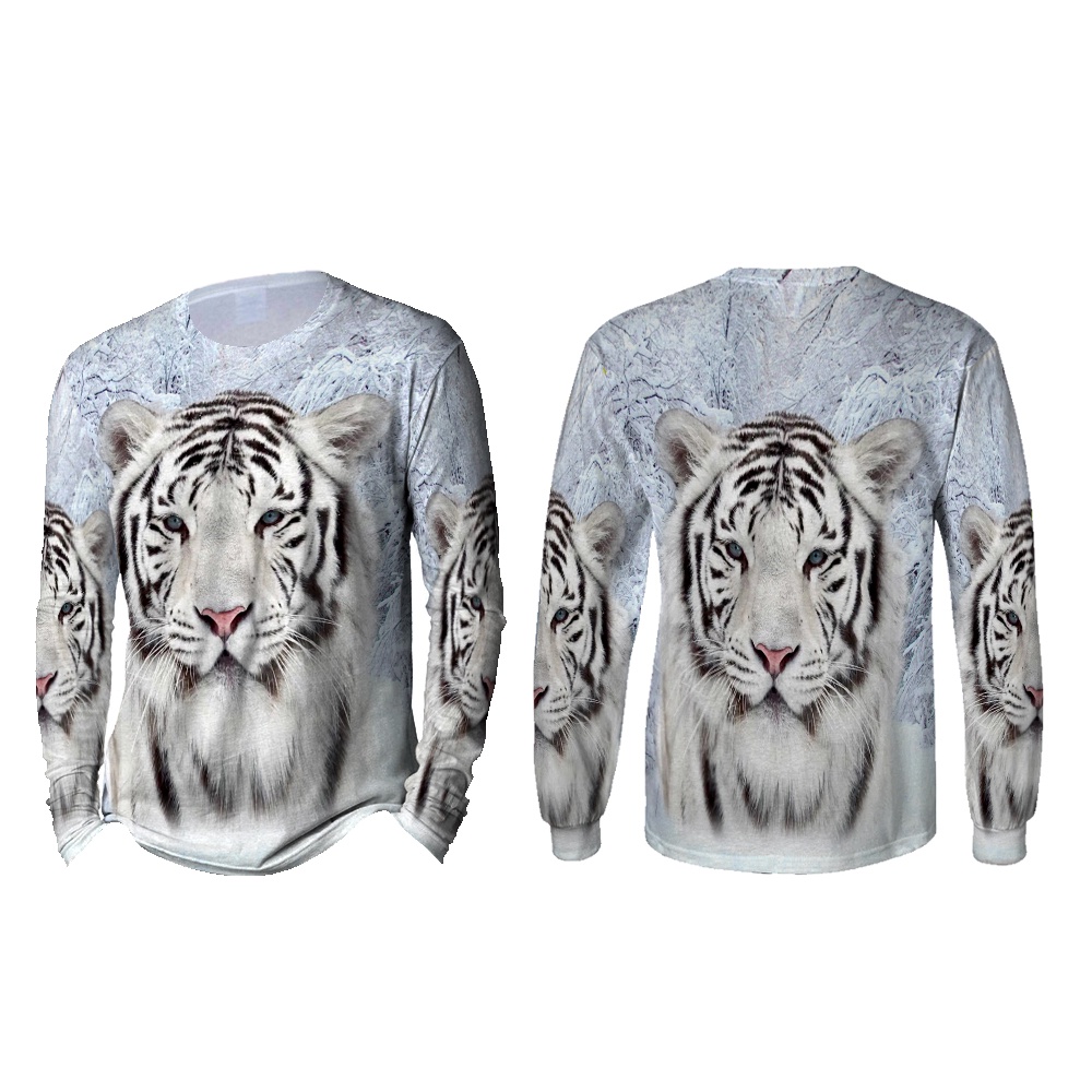 Kaos Baju Motif HARIMAU PUTIH / Kaos Baju Gambar Harimau Putih Macan Putih - BAJU HARIMAU