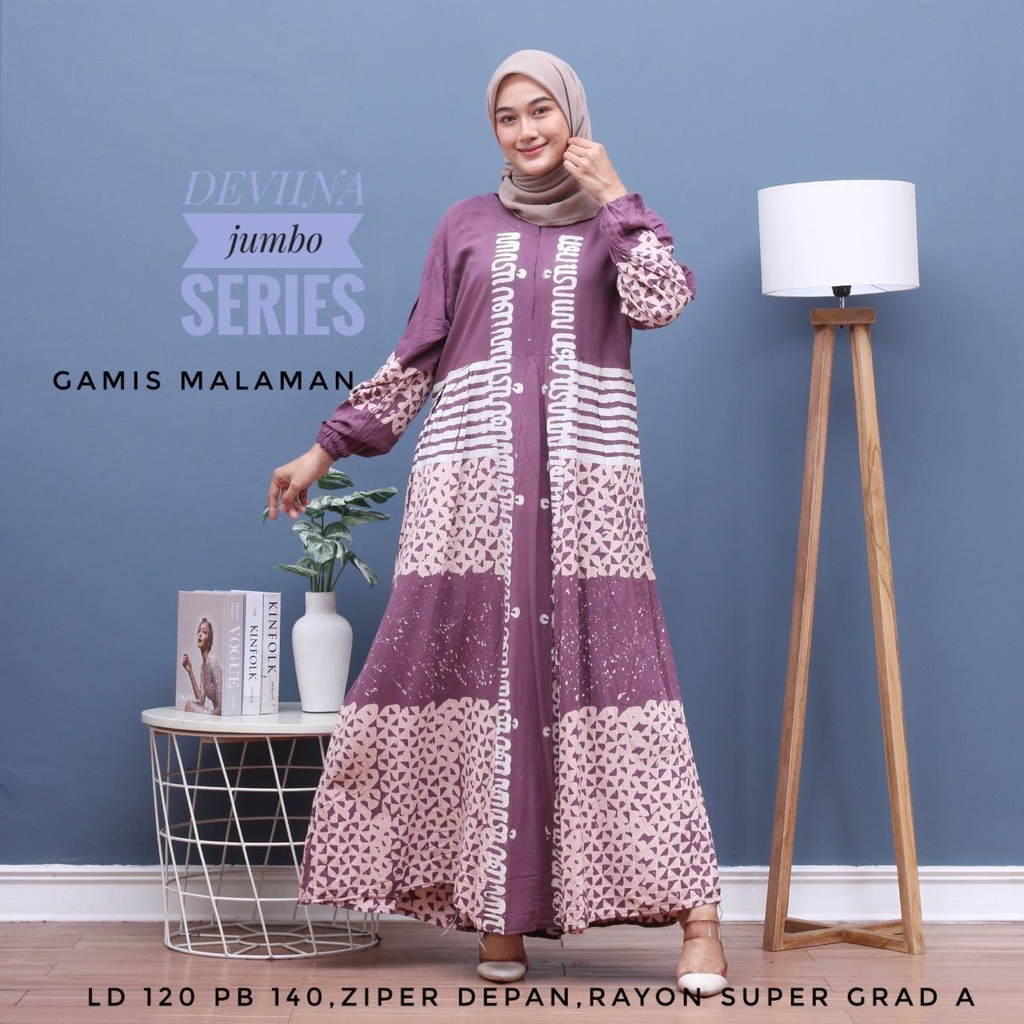 Batikabizar-Gamis Twill Rayon Cap Malaman Premium Kekinian