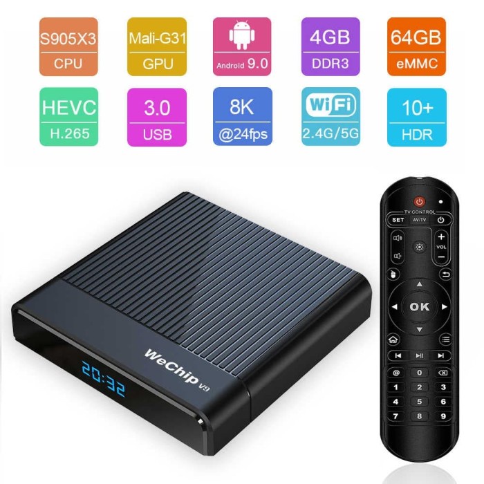 V9 Android TV Box 4GB 32GB Amlogic S905X2 8K OBRAL