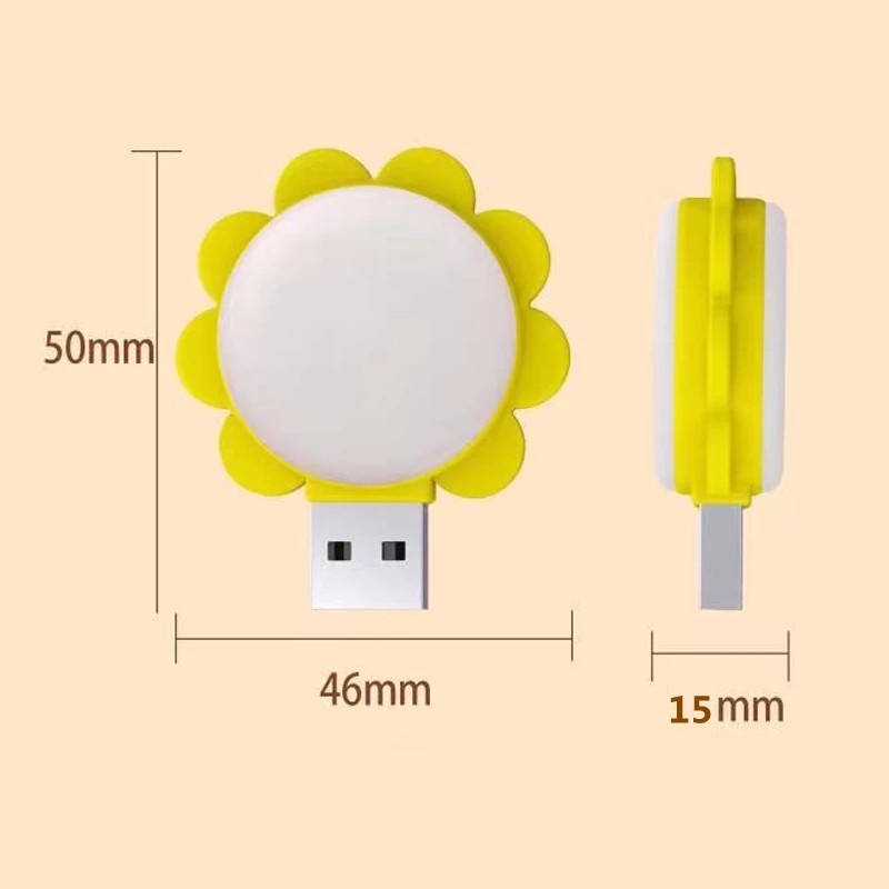 Kreatif Bentuk Bunga Matahari Mini USB Plug Light/Lampu Malam Kartun Bertenaga Komputer/Lampu Baca Perlindungan Mata Kamar Tidur Rumah