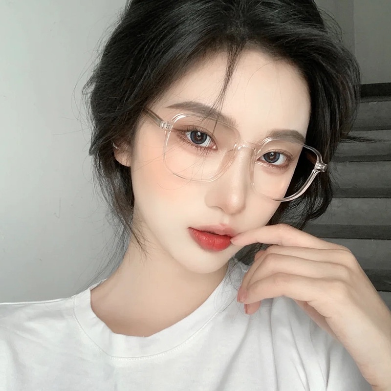 (YUZHU) Kacamata Bingkai Transparan Fashion Korea Baru Oversized Square Frame Anti Blue Light Eyeglasses