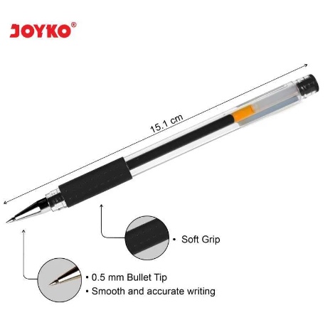 

H7Y Pulpen Gel Pen Joyko JK-100 0.5mm Joyko JK100 Hitam & Biru [12pc]