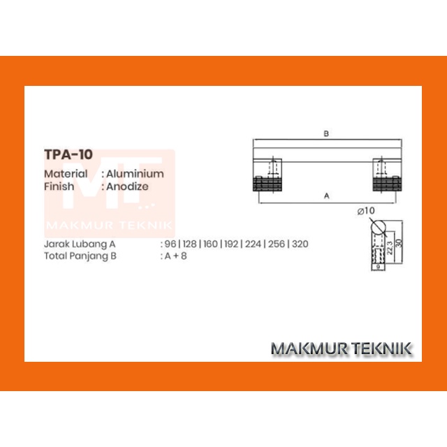 Handle Tarikan Laci tarikan pintu lemari HUBEN TPA-10 96