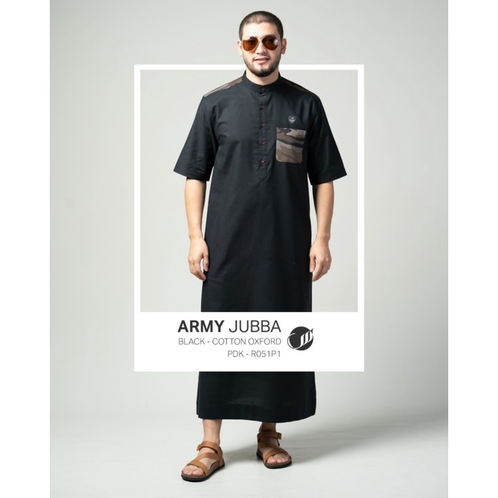 {FamilyStore} SAMASE ARMY JUBBA R051P JUBAH PRIA GHAMIS PRIA DEWASA LENGAN PENDEK - BLACK S Berkuali