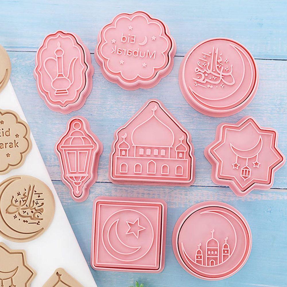 Solighter 8pcs/set Eid Mubarak Kue Kering Dekorasi Ramadhan Mubarak Islam Muslim Festival Cookie Cutter