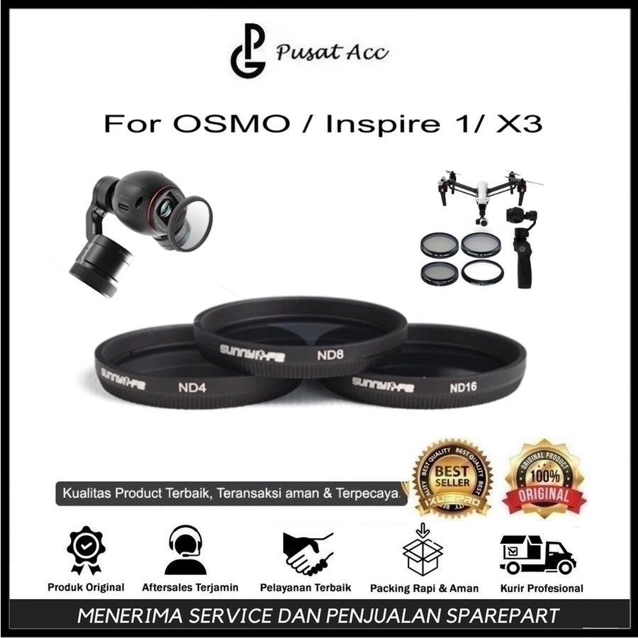 Sunnylife Dji Inspire 1 Osmo Zenmuse X3 Filter Lensa ND16 for ND4 Lens Filter