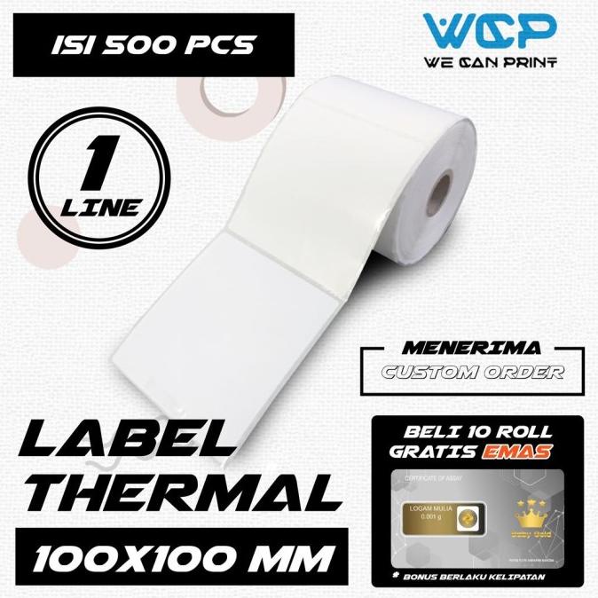 

LABEL STICKER THERMAL 100X100 MM KERTAS PRINTER DIRECT THERMAL 500 PCS
