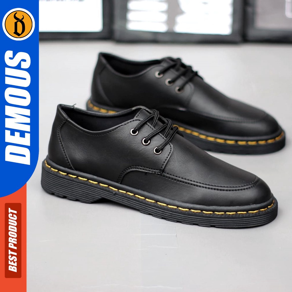 DEMOUS Fall - Sepatu Boots Docmart Formal Pantofel Kerja Casual Hitam Pria