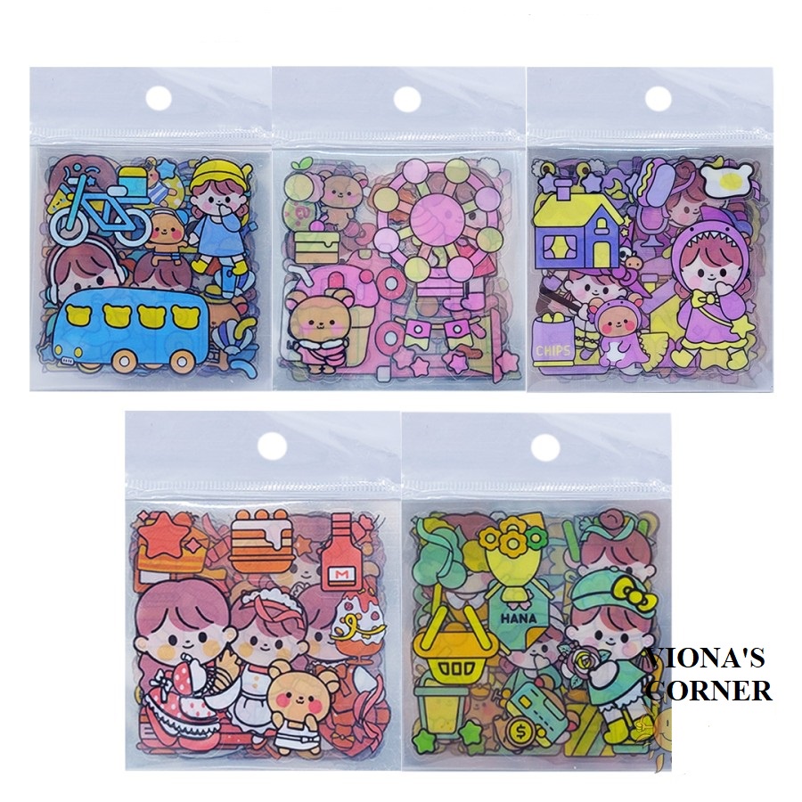 Sticker Momo / Mimi 2D Stiker Kartun Karakter Korea Aesthetic Waterproof Deco Tumbler Random