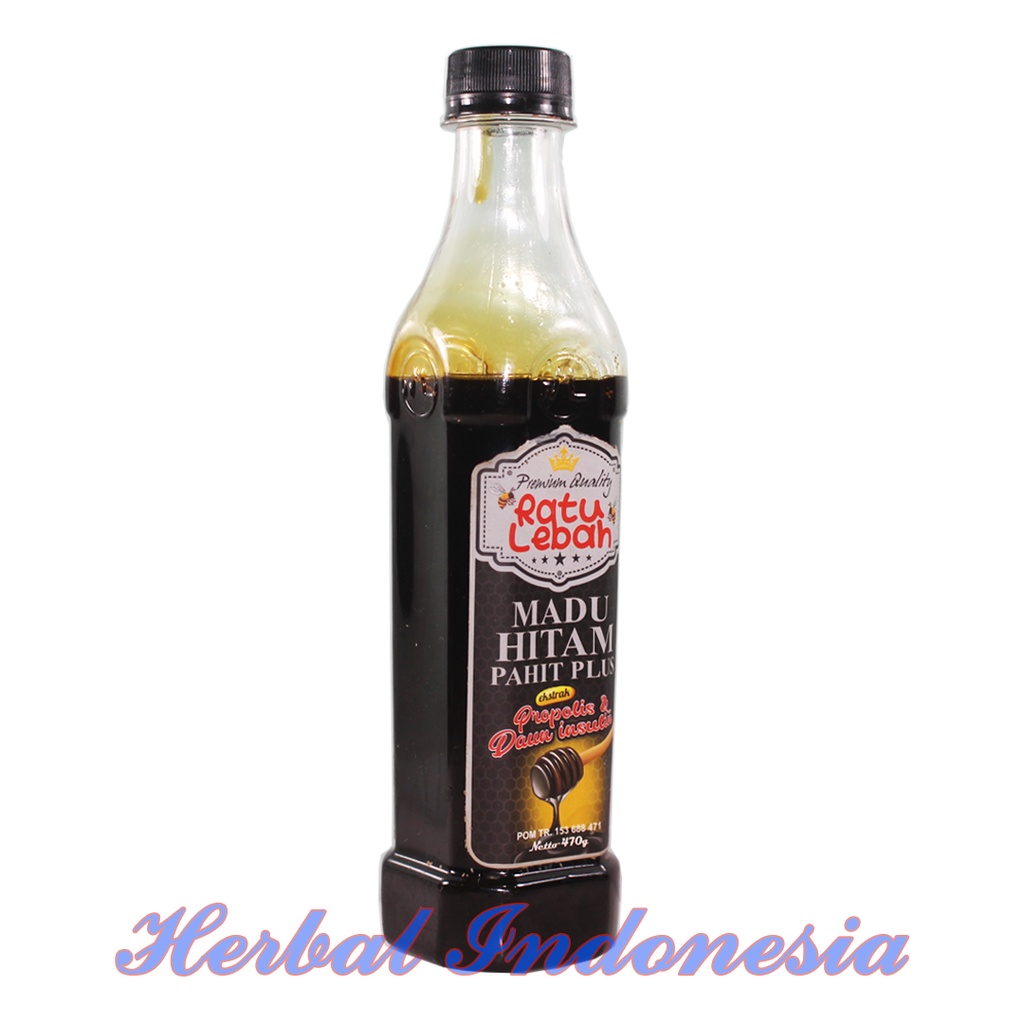 Madu Hitam Pahit Plus Propolis Ratu Lebah isi 470 gram - TANPA KEMASAN