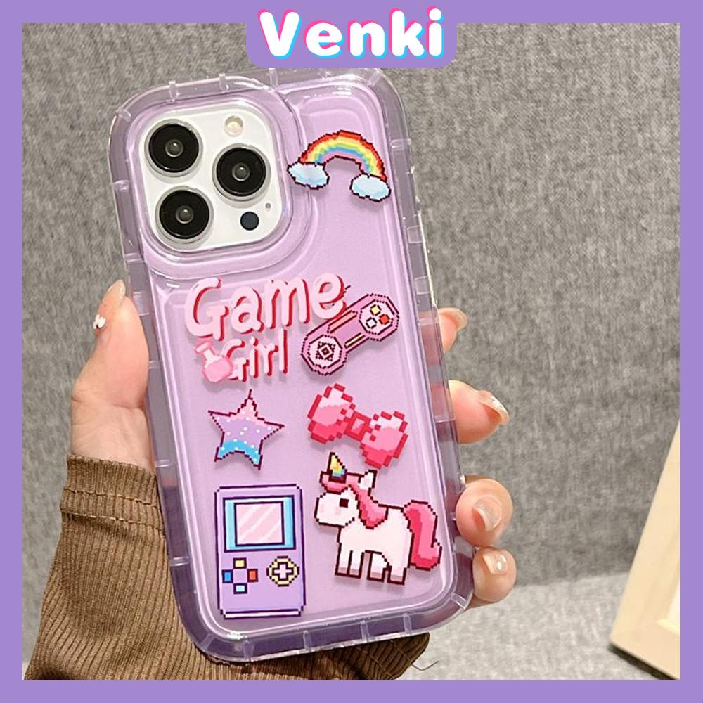 Case For iPhone 14 Pro Max TPU Soft Jelly Airbag Clear Pink Case Cute Rainbow Unicorn Camera Protection Shockproof For iPhone 14 13 12 11 Plus Pro Max 7 Plus X XR