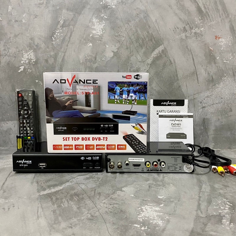 Advance STB Set Top Box TV Digital Receiver Penerima Siaran Full HD/ Set Box TV Wifi Bisa Youtube DVB-T2 STP A01