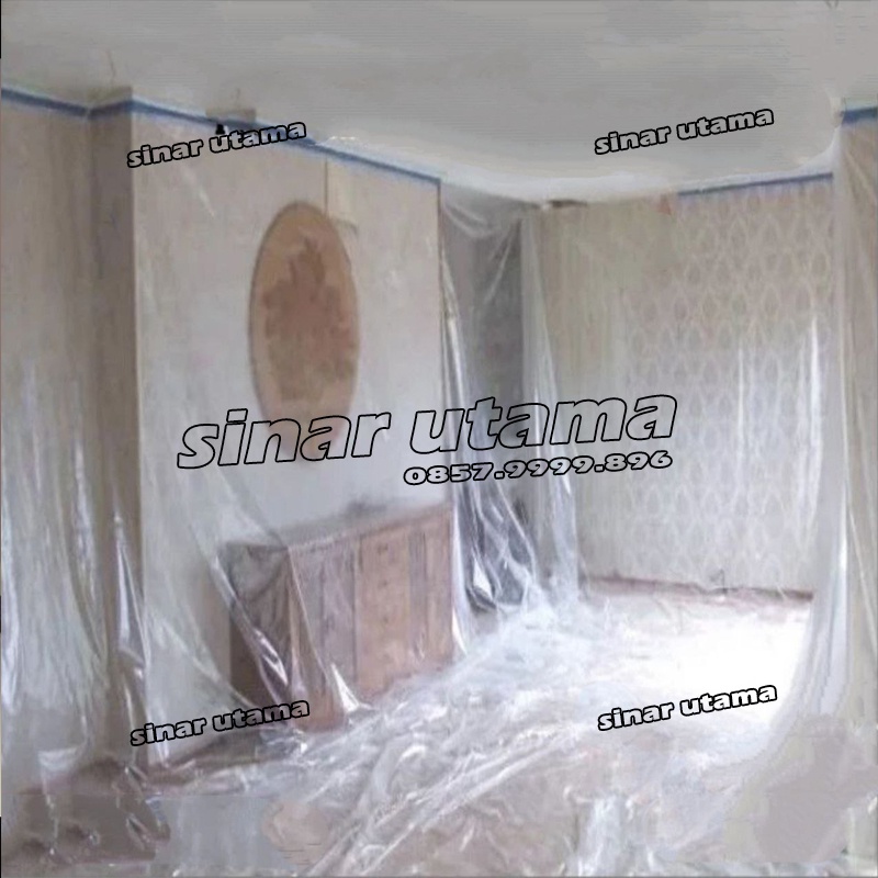 Plastik Cor Bening Meteran Jumbo Lebar 1.5m - 3m Plastik Meter Rol Roll B Renovasi Bangunan Tembok Lantai Keramik Kaca B