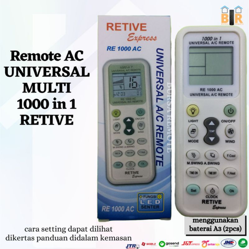 Remote AC Multi Universal K-1028E untuk LG-Changhong-Haier-Gree-Hisense-Panasonic-Sharp-Daikin Etc