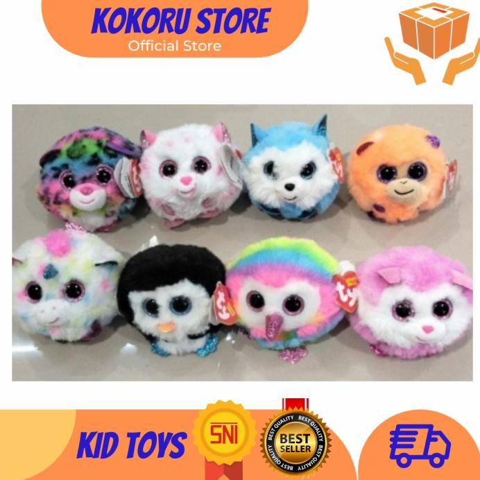 Boneka Lucu Ty Puffies 4Inc Original Ty Beanie Balls Dotty,Owen,Tabor