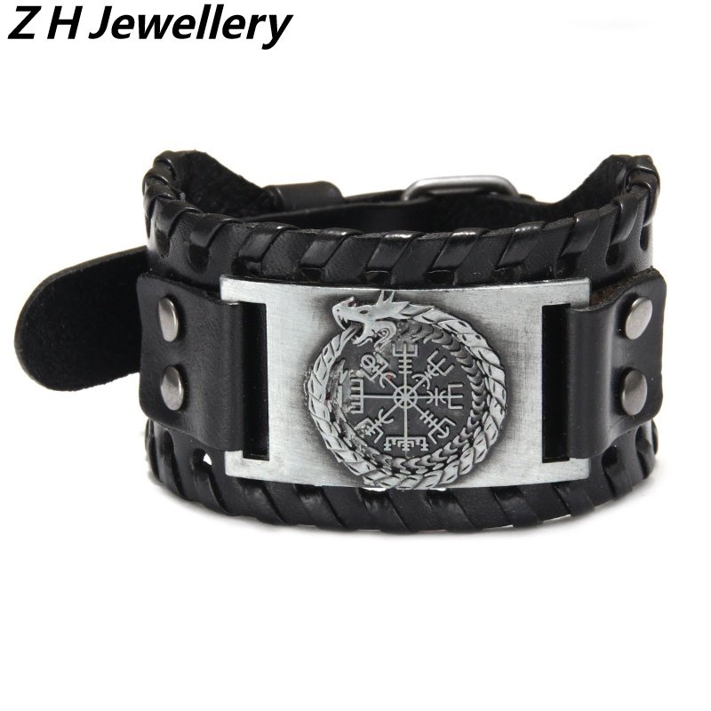 [Z H Jewelry] Viking Hip Hop Rock Gelang Naga Kulit Fashion Pria/Aksesoris Perhiasan Pesta