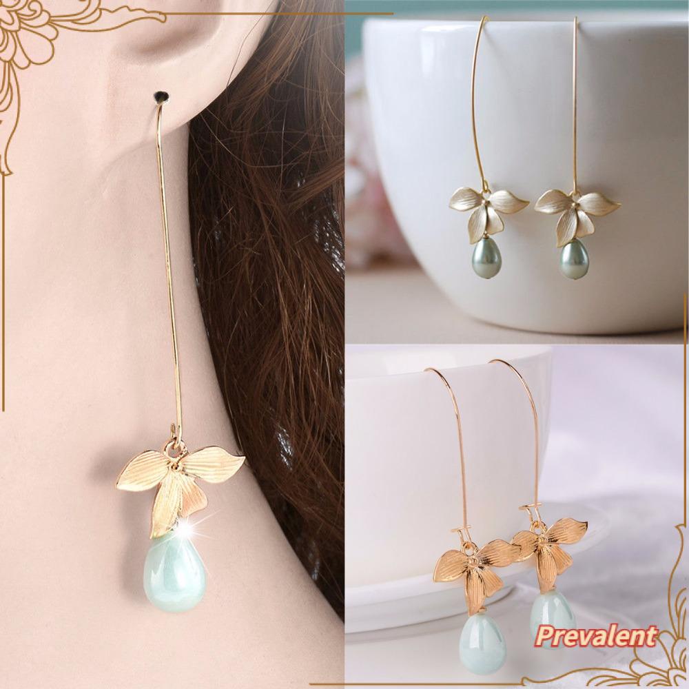 PREVA 1Pair Orchid Flower Earrings New Hook Charm Pearl