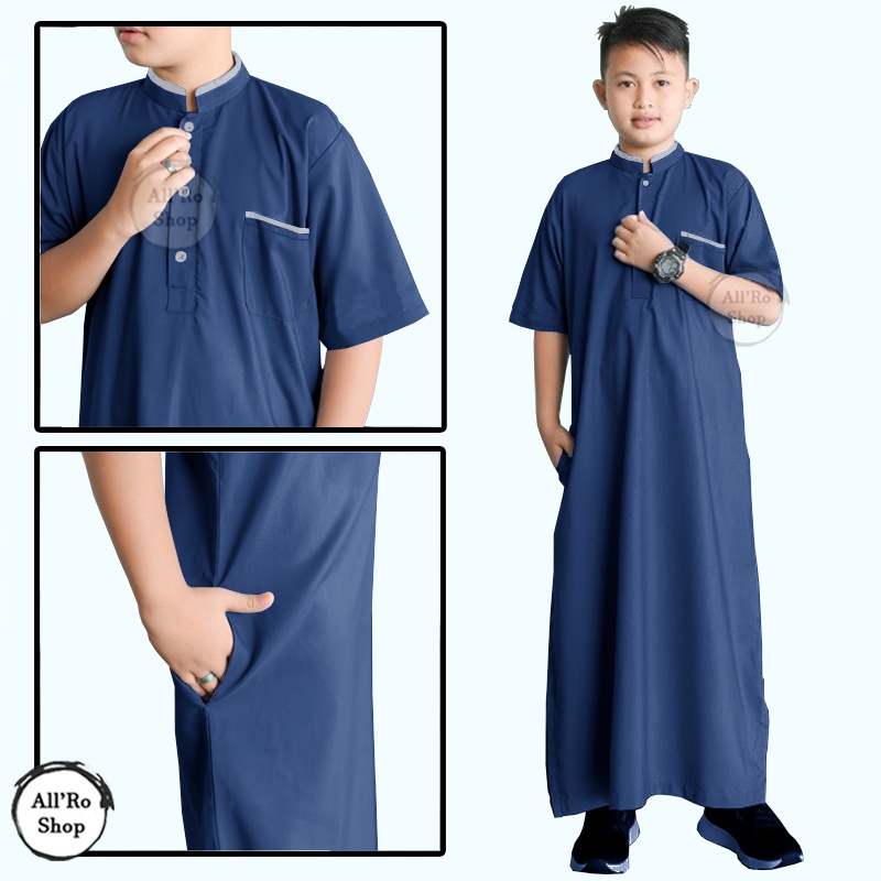 Baju Koko Jubah Anak Muslim Lengan 3/4 Koko Jubah Anak Laki laki Muslim Koko Lebaran Anak Koko Gamis Anak Jubah Anak Polos Koko Anak Erzi Ukuran M L XL Jumbo ARS JA001