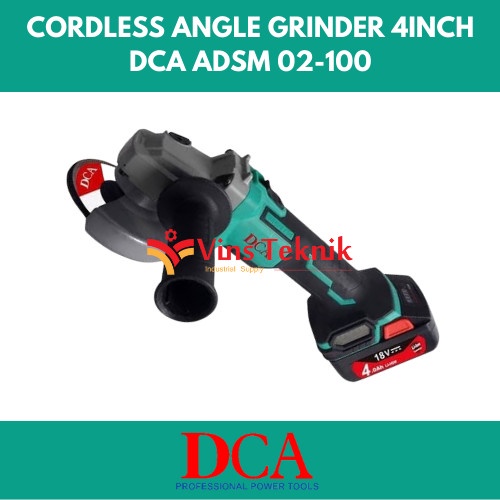 Cordless Angle Grinder Mesin Gerinda Baterai 4Inch Dca Adsm 02-100
