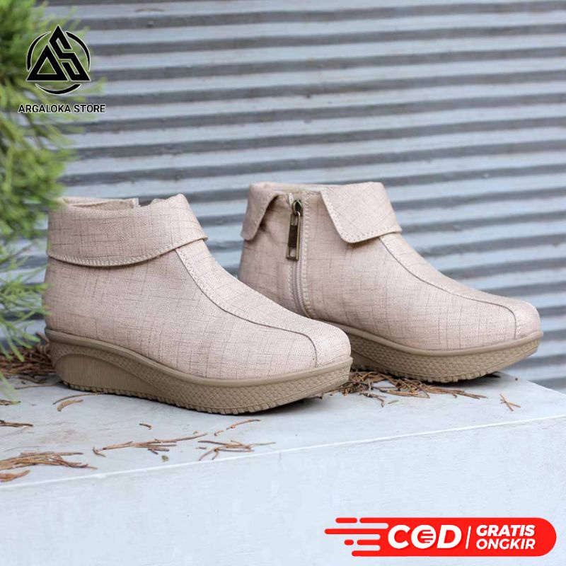 Sepatu Boots Both Wanita Spatu Buts Cewek Casual Wedges Korean Style Murah Original Kekinian