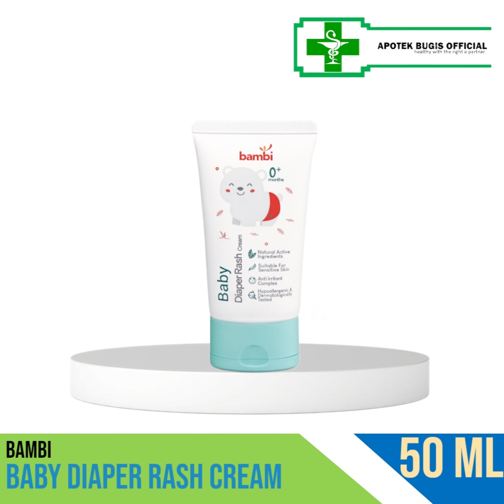 Bambi Baby Diaper Rash Cream 50ml | Krim Ruam Popok Pada Bayi Kulit Normal - Sensitif | Krim Area Lipatan