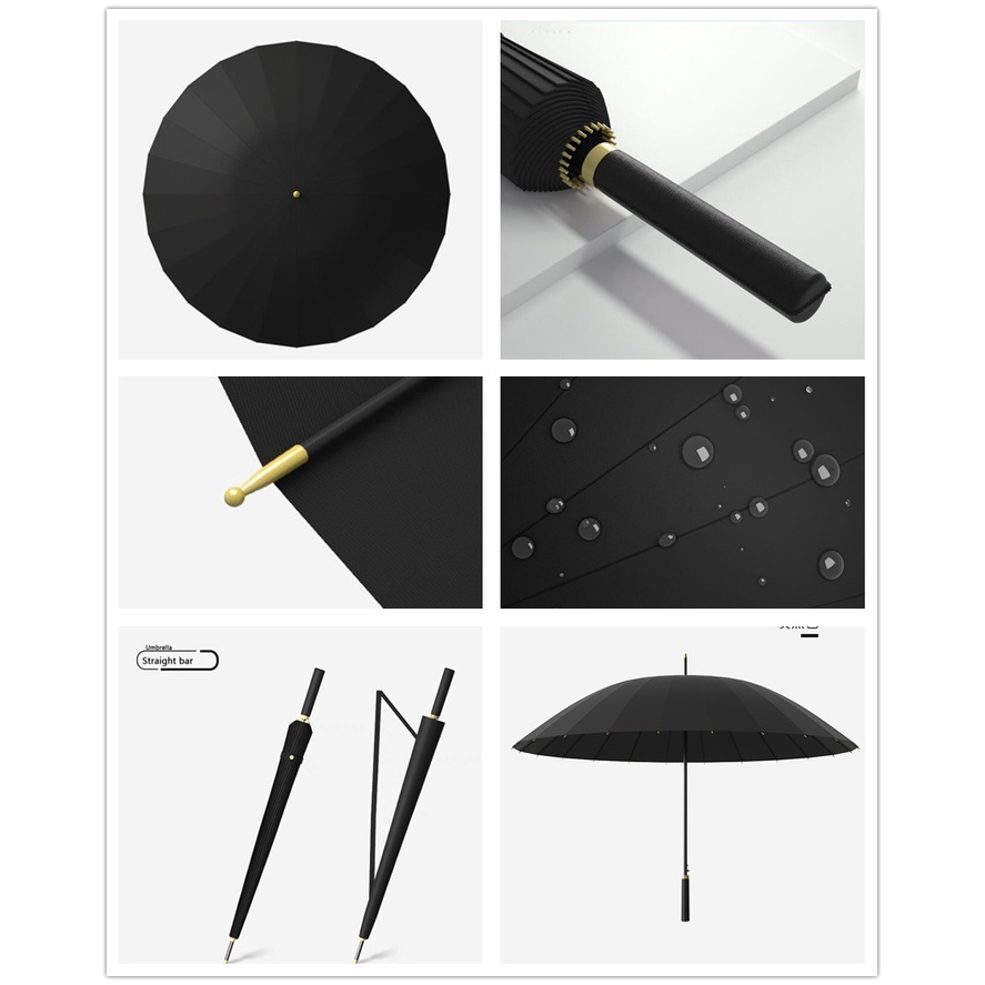 Payung Deluxe 24iga Payung Bar Otomatis Anti Badai Besar Anti Lurus Payung Matahari Hujan Payung Fibrella Dual purpose