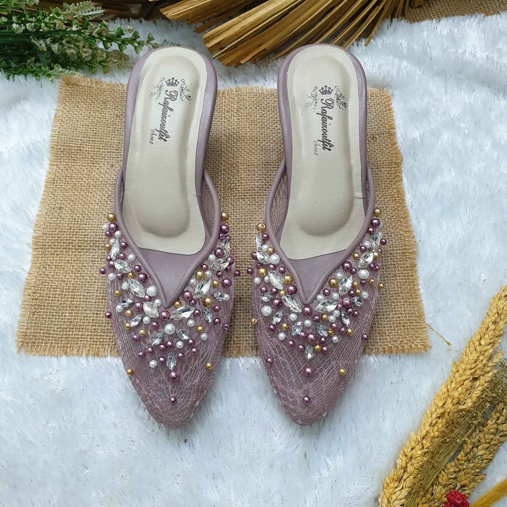 sepatu wedding warna mauve 7cm runcing