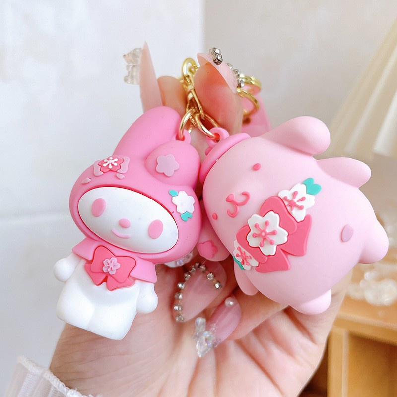 Gantungan Kunci Boneka Anime Sanrio Sakura Hello Kitty Kuromi Cinnamoroll Untuk Aksesoris Anak